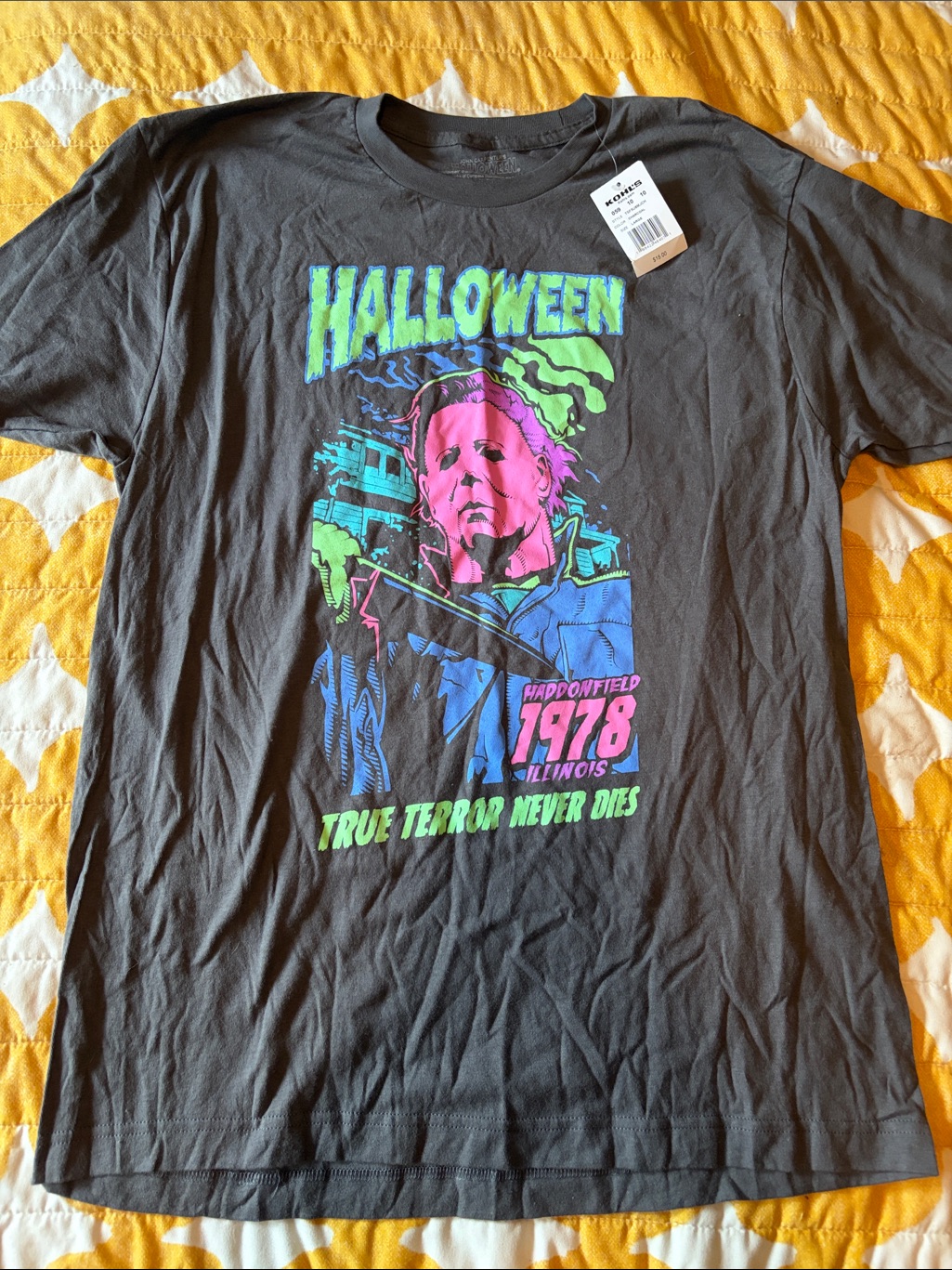 Kohl's Black Halloween 1978 Kids Graphic Tee With Neon Print O1